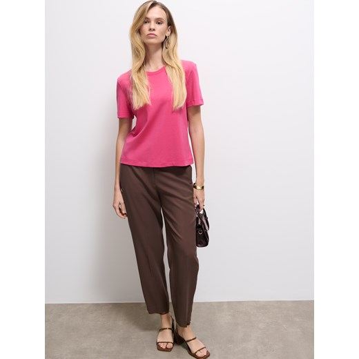 Mohito - Różowy t-shirt z dodatkiem wełny - fioletowy Mohito XS Mohito