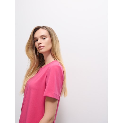 Mohito - Różowy t-shirt z dodatkiem wełny - fioletowy Mohito L Mohito