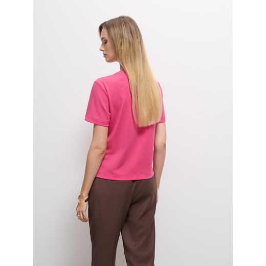 Mohito - Różowy t-shirt z dodatkiem wełny - fioletowy Mohito S Mohito