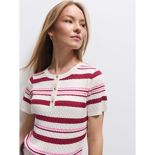 Mohito - Sweter z krótkim rękawem - kremowy Mohito L Mohito