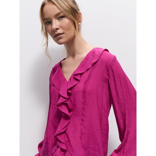 Mohito - Różowa bluzka z falbanami - fioletowy Mohito 34 Mohito
