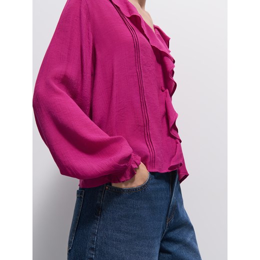 Mohito - Różowa bluzka z falbanami - fioletowy Mohito 34 Mohito