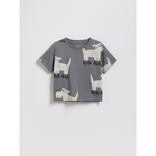 Reserved - T-shirt oversize z nadrukiem - ciemnoszary ze sklepu Reserved w kategorii T-shirty chłopięce - zdjęcie 185573742