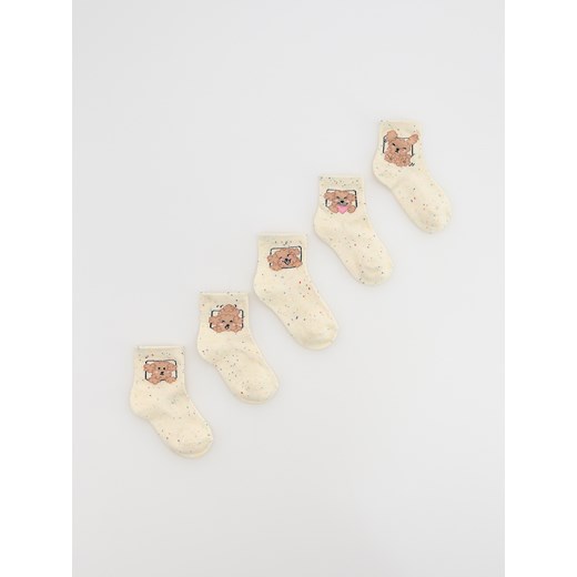 Reserved - Wzorzyste skarpetki 5 pack - złamana biel ze sklepu Reserved w kategorii Skarpetki dziecięce - zdjęcie 185573842