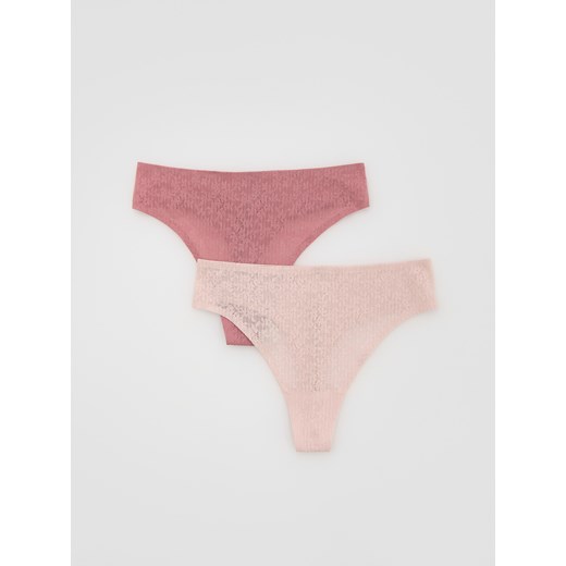 Reserved - Majtki typu stringi 2 pack - pastelowy róż ze sklepu Reserved w kategorii Majtki damskie - zdjęcie 185574021