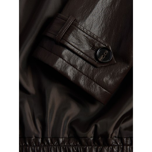 Reserved - Kurtka oversize z kołnierzykiem - ciemnobrązowy Reserved S Reserved