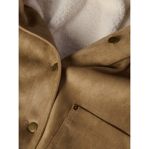 Reserved - Kurtka z imitacji zamszu - beżowy Reserved S Reserved