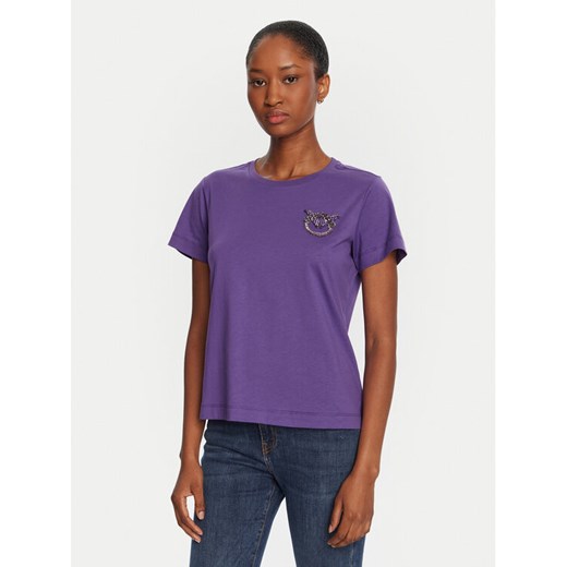 PINKO T-Shirt Quentin 103320 A2RN Fioletowy Regular Fit ze sklepu MODIVO w kategorii Bluzki damskie - zdjęcie 185575321