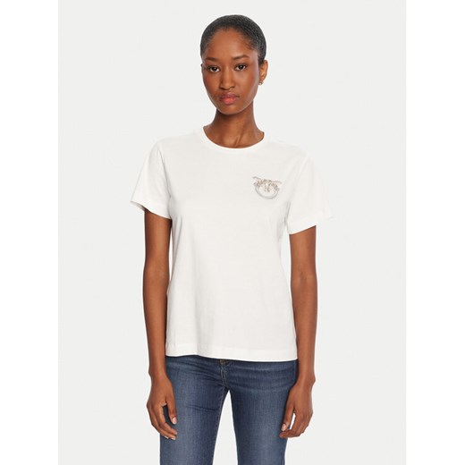 PINKO T-Shirt Quentin 103320 A2RN Biały Regular Fit ze sklepu MODIVO w kategorii Bluzki damskie - zdjęcie 185575382