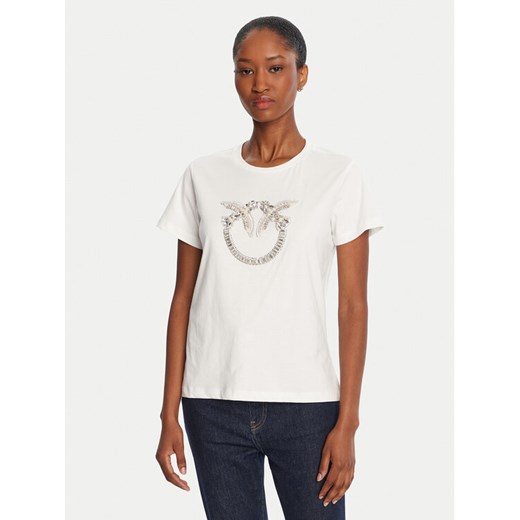 PINKO T-Shirt Quentin 100535 A2RN Biały Regular Fit ze sklepu MODIVO w kategorii Bluzki damskie - zdjęcie 185575394