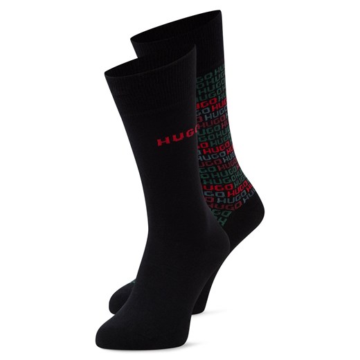 HUGO Skarpety w 2-paku Mężczyźni drobna dzianina czarny jednolity 43-46 vangraaf