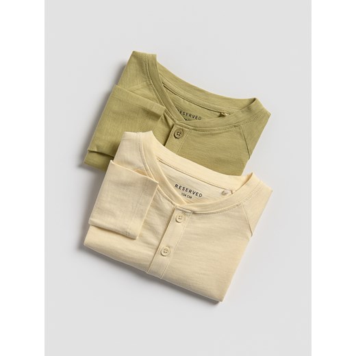 Reserved - Bawełniany longsleeve 2 pack - jasnozielony ze sklepu Reserved w kategorii T-shirty chłopięce - zdjęcie 185577714