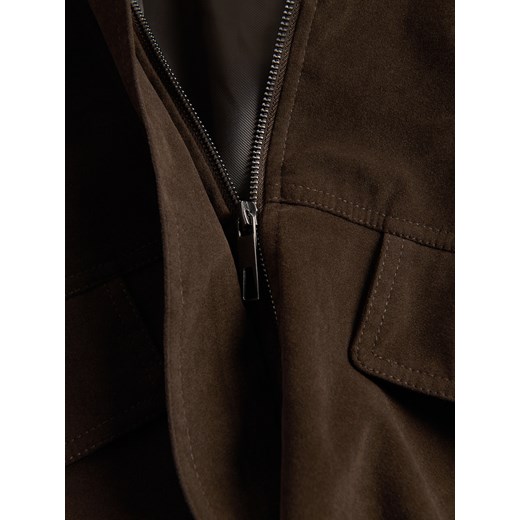 Reserved - Kurtka oversize z imitacji zamszu - ciemnobrązowy Reserved L Reserved