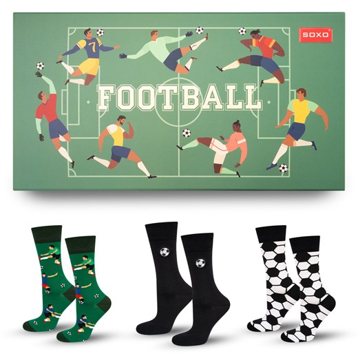 Skarpetki męskie kolorowe SOXO Football - 3 pary ze sklepu Sklep SOXO w kategorii Perfumy męskie - zdjęcie 185579480