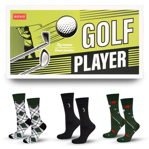 Skarpetki męskie kolorowe SOXO Golf - 3 pary ze sklepu Sklep SOXO w kategorii Skarpetki męskie - zdjęcie 185579483