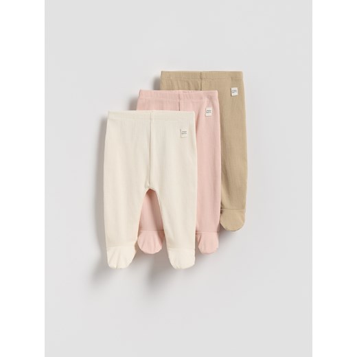 Reserved - Bawełniane legginsy 3 pack - beżowy ze sklepu Reserved w kategorii Odzież dla niemowląt - zdjęcie 185580523