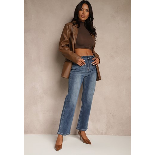 Niebieskie Proste Jeansy Regular Waist Fesalira ze sklepu renee.pl w kategorii Jeansy damskie - zdjęcie 185580962