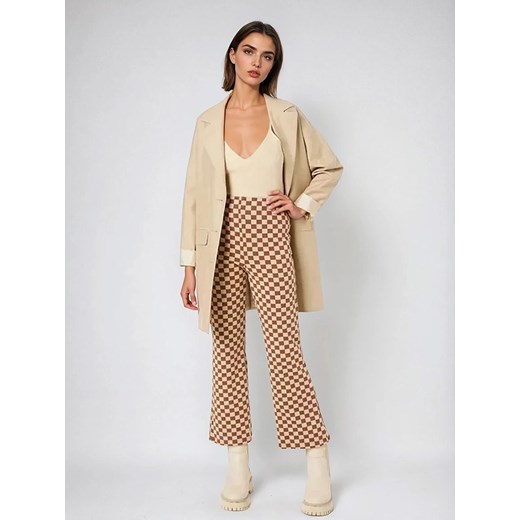 Monki Spodnie w kolorze beżowo-brązowym Monki XXL Limango Polska wyprzedaż