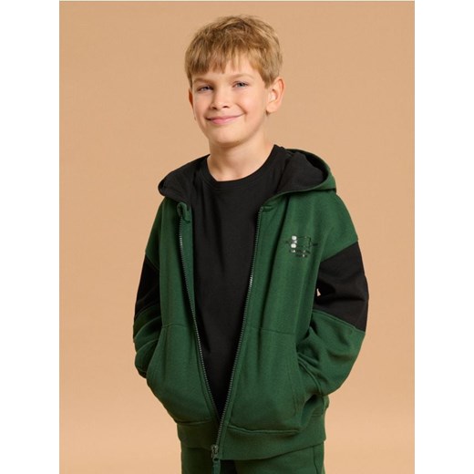 Sinsay - Bluza z kapturem i przeszyciami - zielony ze sklepu Sinsay w kategorii Bluzy chłopięce - zdjęcie 185584874