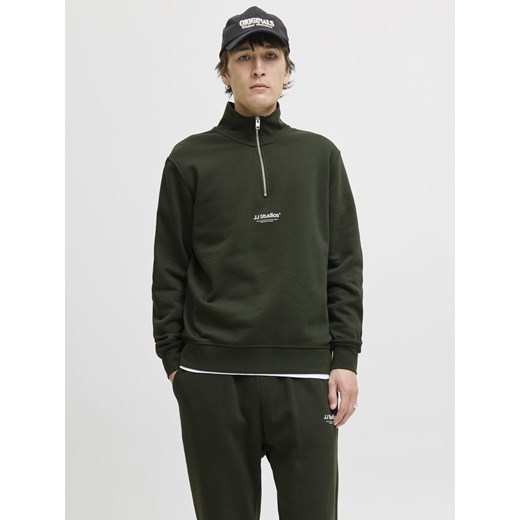 Jack & Jones Sweter - JJEsoho Mężczyźni Bawełna jodłowy jednolity ze sklepu vangraaf w kategorii Bluzy męskie - zdjęcie 185589600