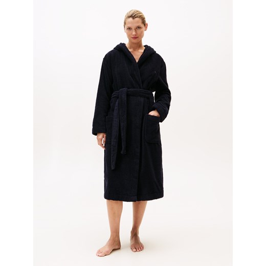 Tommy Hilfiger Szlafrok damski Kobiety Bawełna granatowy jednolity ze sklepu vangraaf w kategorii Szlafroki damskie - zdjęcie 185589602