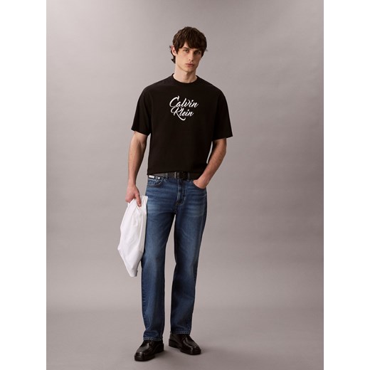 Calvin Klein Jeans Koszulka męska Mężczyźni Bawełna czarny jednolity ze sklepu vangraaf w kategorii T-shirty męskie - zdjęcie 185589604