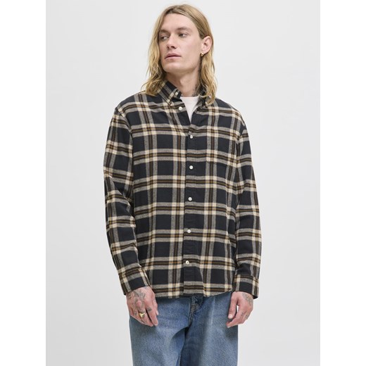 Jack & Jones Męska koszula casual - JJeClassic Mężczyźni Regular Fit Bawełna czarny w kratkę ze sklepu vangraaf w kategorii Koszule męskie - zdjęcie 185589613