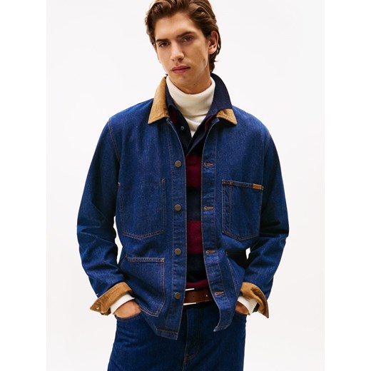 Tommy Hilfiger Męska kurtka dżinsowa Mężczyźni Jeansy indygo jednolity ze sklepu vangraaf w kategorii Kurtki męskie - zdjęcie 185589630