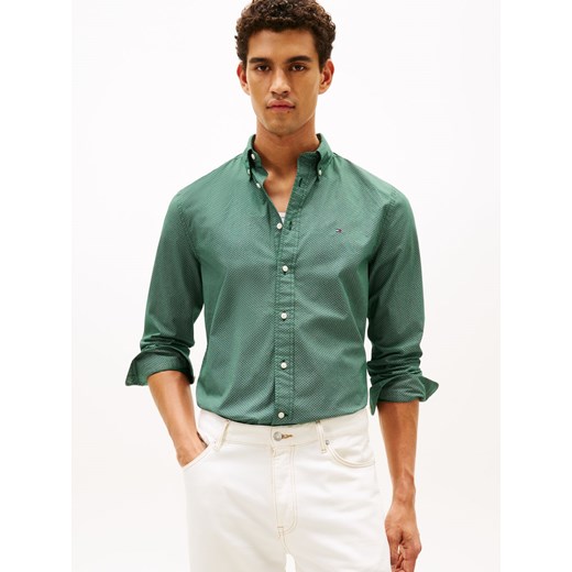 Tommy Hilfiger Męska koszula casual Mężczyźni Regular Fit Bawełna jodłowy wzorzysty ze sklepu vangraaf w kategorii Koszule męskie - zdjęcie 185589631