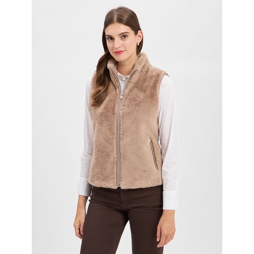 Marie Lund Damska kamizelka ze sztucznego futra Kobiety taupe jednolity ze sklepu vangraaf w kategorii Kamizelki damskie - zdjęcie 185589642