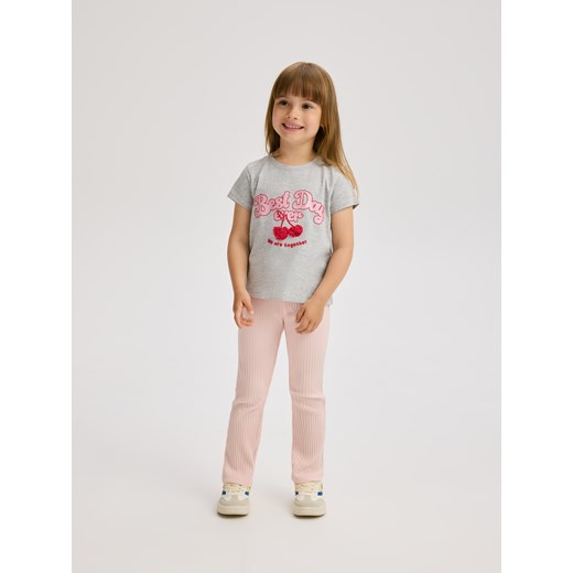 Reserved - Bawełniany t-shirt z napisem - jasnoszary Reserved 5-2 lata) Reserved