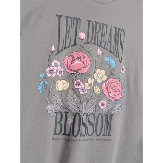 Sinsay - Bawełniana koszulka z nadrukiem - szary Sinsay 146 (10-11 l) Sinsay