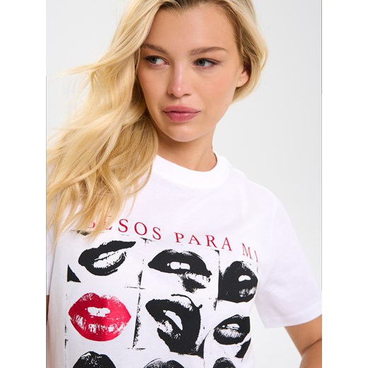 Sinsay - Koszulka z nadrukiem - biały Sinsay XS Sinsay
