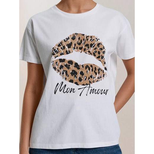 Sinsay - Koszulka z nadrukiem zwierzęcym - biały Sinsay XXL Sinsay