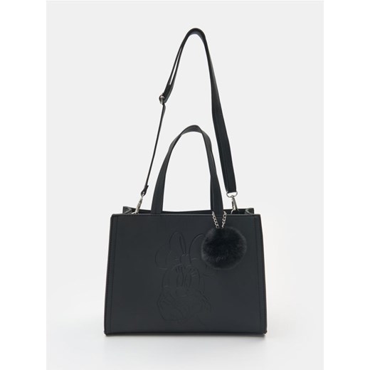 Sinsay - Torebka tote z odpinanym paskiem z tłoczeniem Minnie Mouse - czarny - id: 143GK-99X - marki Sinsay - 185591880 Sinsay - Torebka tote z odpinanym paskiem z tłoczeniem Minnie Mouse - czarny ze sklepu Sinsay w kategorii Torebki damskie - zdjęcie 185591880