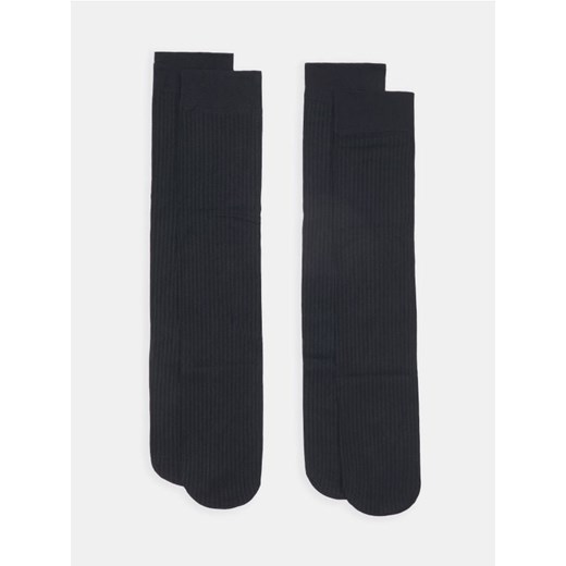 Sinsay - Prążkowane skarpetki 2 pack - czarny ze sklepu Sinsay w kategorii Skarpetki damskie - zdjęcie 185591914