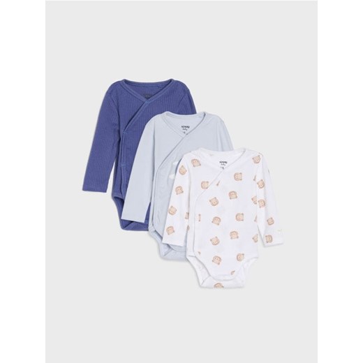 Sinsay - Bawełniane body z długimi rękawami 3 pack - błękitny ze sklepu Sinsay w kategorii Odzież dla niemowląt - zdjęcie 185592062