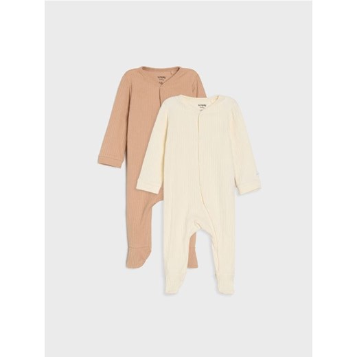 Sinsay - Prążkowane śpiochy ze stópkami 2 pack - kremowy ze sklepu Sinsay w kategorii Odzież dla niemowląt - zdjęcie 185592064