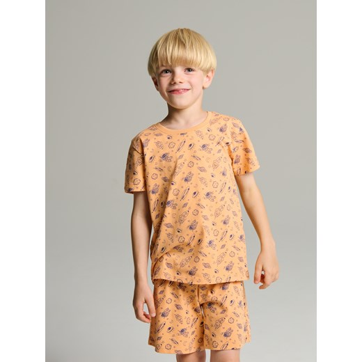 Sinsay - Piżama dwuczęściowa z motywem kosmicznym - pomarańczowy Sinsay 128 (7-8 l) Sinsay