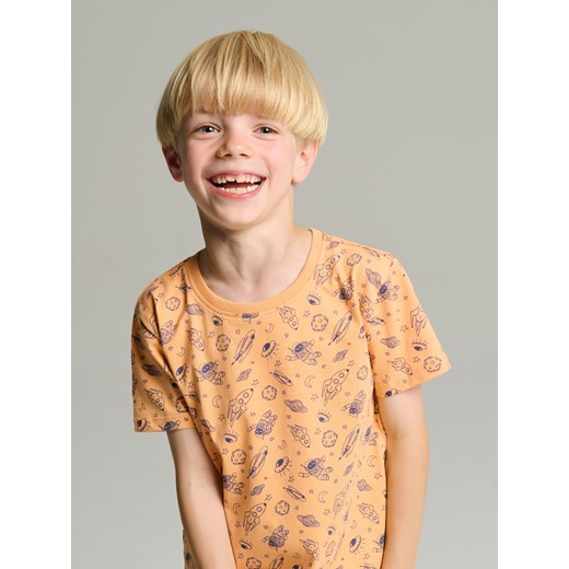 Sinsay - Piżama dwuczęściowa z motywem kosmicznym - pomarańczowy Sinsay 140 (9-10 l) Sinsay