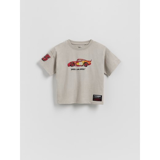 Reserved - Bawełniany t-shirt Auta - jasnoszary ze sklepu Reserved w kategorii T-shirty chłopięce - zdjęcie 185593350
