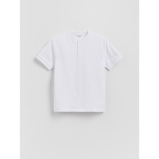 Reserved - Bawełniany t-shirt henley - biały ze sklepu Reserved w kategorii T-shirty chłopięce - zdjęcie 185595842