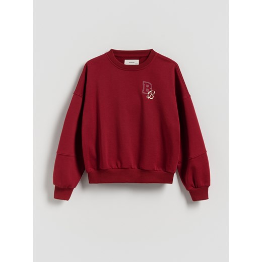 Reserved - Bluza z drobnym nadrukiem - bordowy ze sklepu Reserved w kategorii Bluzy dziewczęce - zdjęcie 185595862