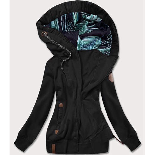 Bluza damska z ozdobnym kapturem czarna (AMG725-2) ze sklepu goodlookin.pl w kategorii Bluzy damskie - zdjęcie 185597432