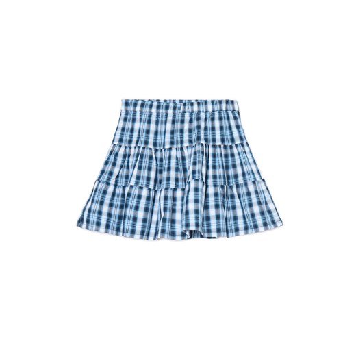 Cropp - Niebieska spódnica mini w kratę - granatowy Cropp XS Cropp