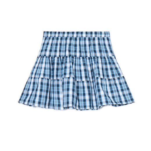 Cropp - Niebieska spódnica mini w kratę - granatowy Cropp S Cropp