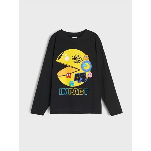 Sinsay - Bawełniana koszulka z nadrukiem Pacman - czarny ze sklepu Sinsay w kategorii T-shirty chłopięce - zdjęcie 185598290