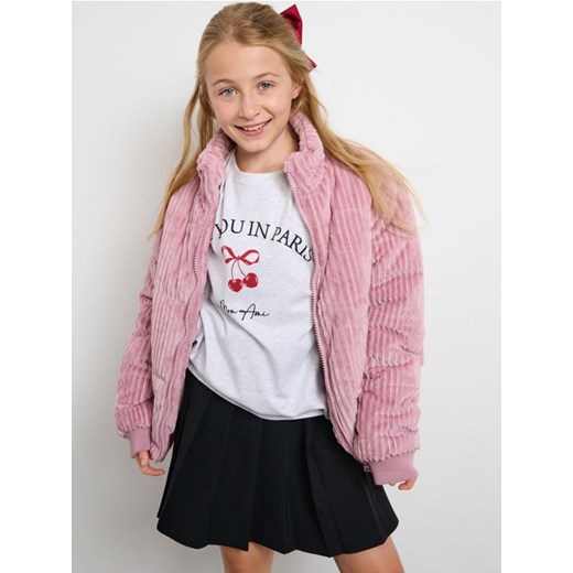 Sinsay - Sztruksowa kurtka z kieszeniami i stójką - różowy ze sklepu Sinsay w kategorii Kurtki dziewczęce - zdjęcie 185598410