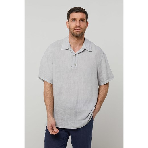 Rodier Lin Lniana koszulka polo w kolorze jasnoszarym ze sklepu Limango Polska w kategorii T-shirty męskie - zdjęcie 185600533