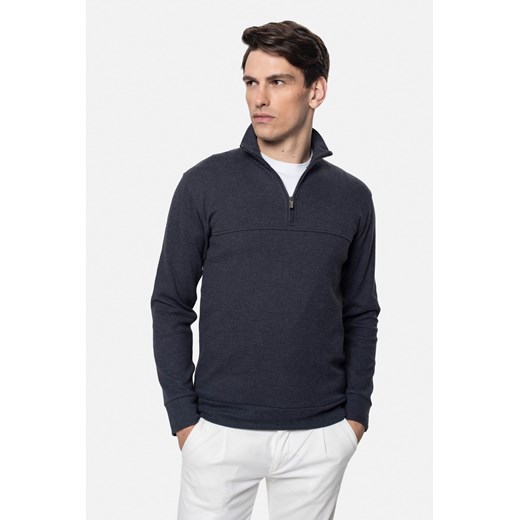 BLUZA ESTRADA TROYER/TYPU TROYER GRANATOWA Z BAWEŁNĄ ze sklepu Recman w kategorii Bluzy męskie - zdjęcie 185601500